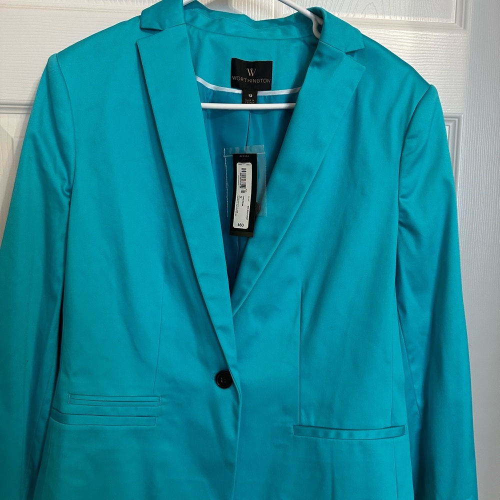 Worthington Blue Blazer Structured Suit Jacket